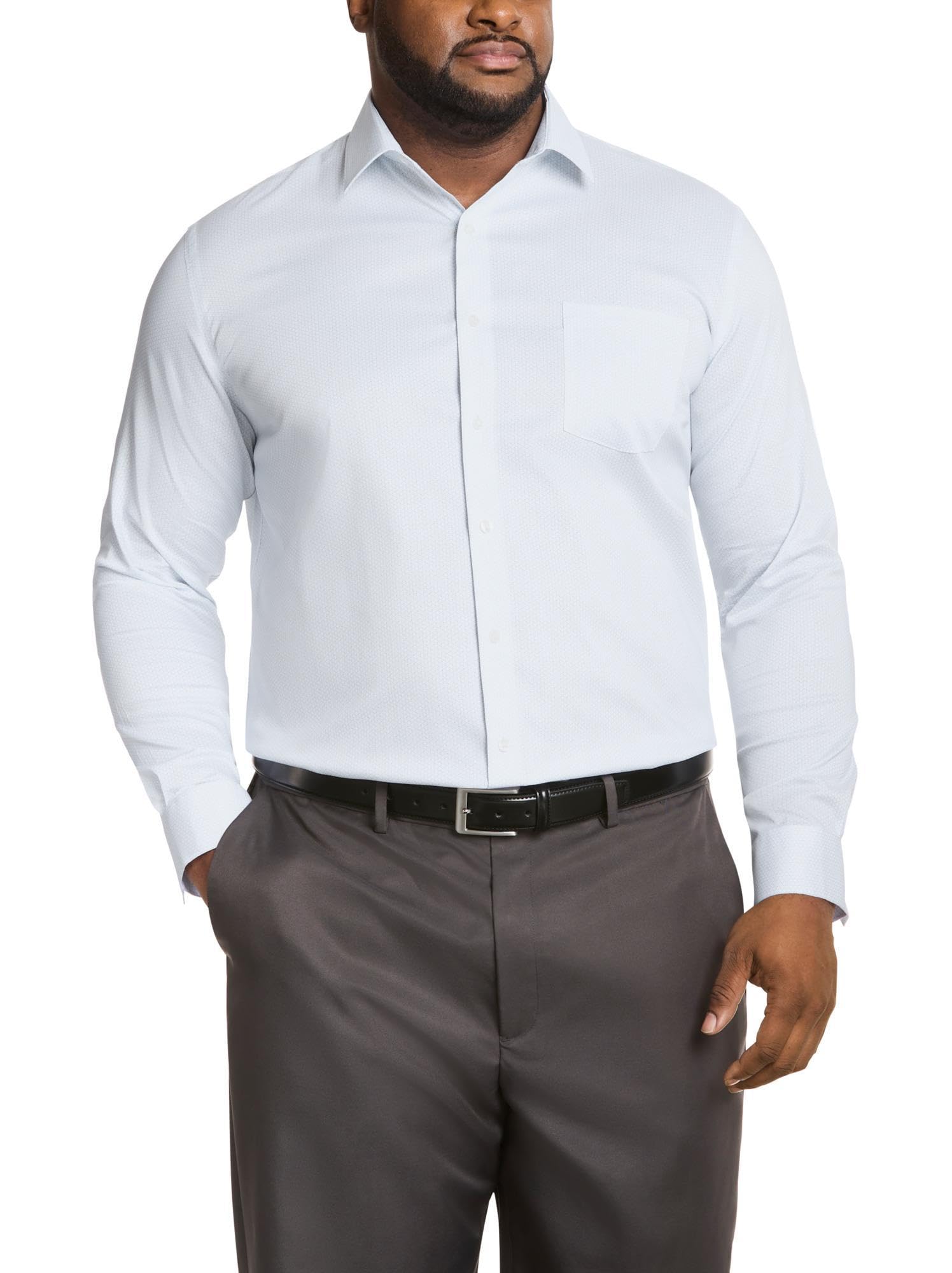 Van Heusen Men's Size Dress Shirt Ultra Wrinkle Free Flex Collar Stretch (Big and Tall), Sky Coral Image