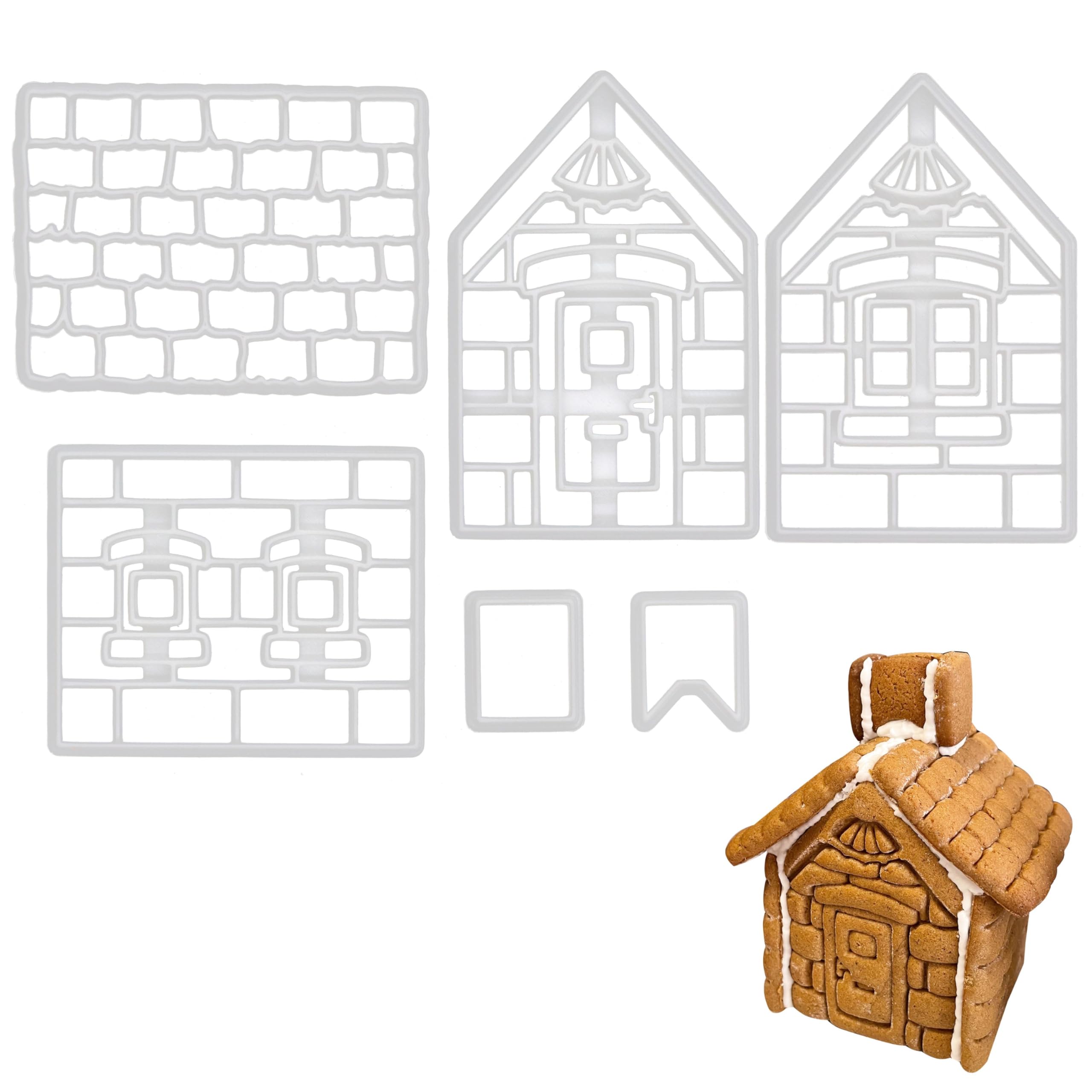 BAKERLOGY Gingerbread Xmas House Cookie Cutter, 1 Set - Detailed Biscuit Cutter Design for Baking and Crafts, Ideal on Fondant, Dough, Clay