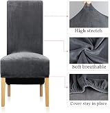 Leorate High Back Chair Covers Stretch Velvet Slipcovers Pack of 6 Charcoal view 4
