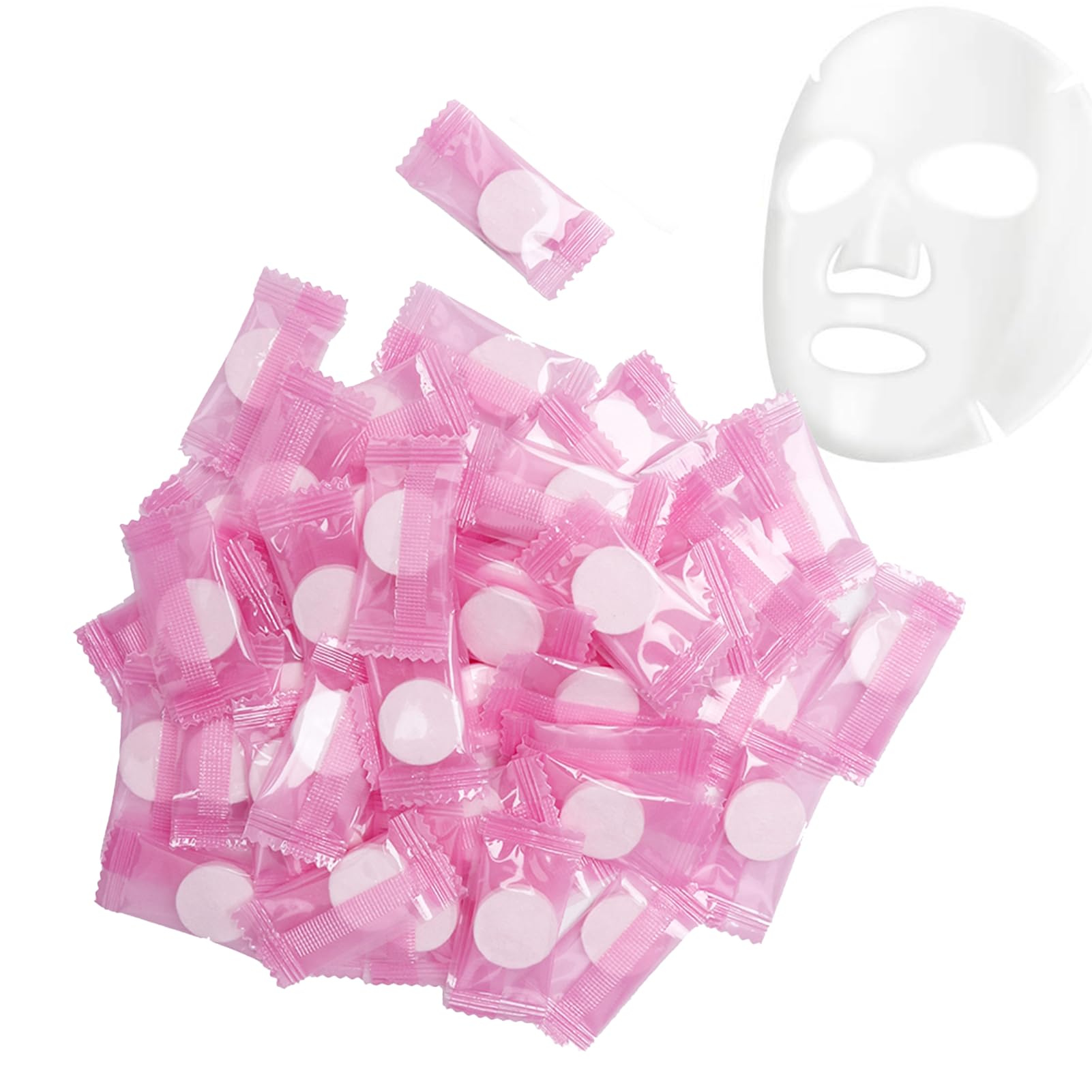 HURRISE 50Pcs Compressed Mask, Silk Mask, Disposable Facial Mask Paper, Smile Compressed Facial Mask Beautymisc Compression For Beauty, Travel, Business Trip