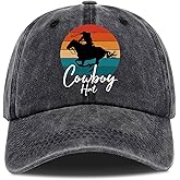 Cowboy Hat,Funny Baseball Cap,Funny Trucker Hat,Vintage Caps,Funny Vintage Cotton Washed Baseball Caps,One Size Black