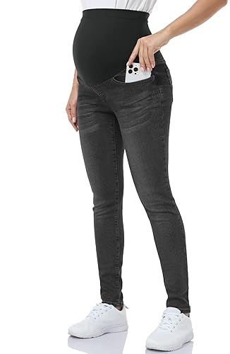 POSHGLAM Women's Maternity Jeans Over Belly Skinny Denim Jeggings Comfy  Stretch Pregnancy Pants(Washed Black, XX-Large) in Saudi Arabia Whizz  Jeans