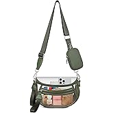 MIVELOYA Clear Checkered Crossbody Bags for Stadium Events, Clear Purse Bum Bag for Women Concert Sport with RFID Coin Purse