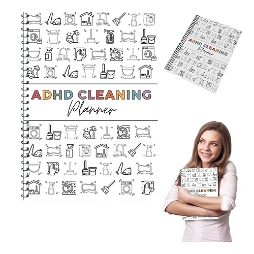 ADHD Cleaning Planner, Household Cleaning Schedule Book Cleaning and Organizing Planner Cleaning Plan Schedule Daily Weekly Monthly Checklist for DIY Home Cleaning for Home Gift (F)