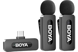 BOYA Dual Wireless Lavalier Lapel Microphone for Android Smartphone Laptop - Mini Omnidirectional USB C Condenser Video Recor