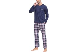 MoFiz Men's Pajamas Set Long Sleeve Sleepwear Soft Christmas Pajamas 2 Piece Loungewear Warm Pjs Sets for Winter Holiday