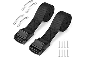 ZRRUOWIN Battery Tie Down Strap Battery Hold Down Kit with Stainless Steel Cam Buckle, Stainless Steel Bracket and SS Screws for Boats,Cooler,Battery Box,Fuel Tank,Luggage Belt,RV and More 2 Sets 1"x 60"(5ft)