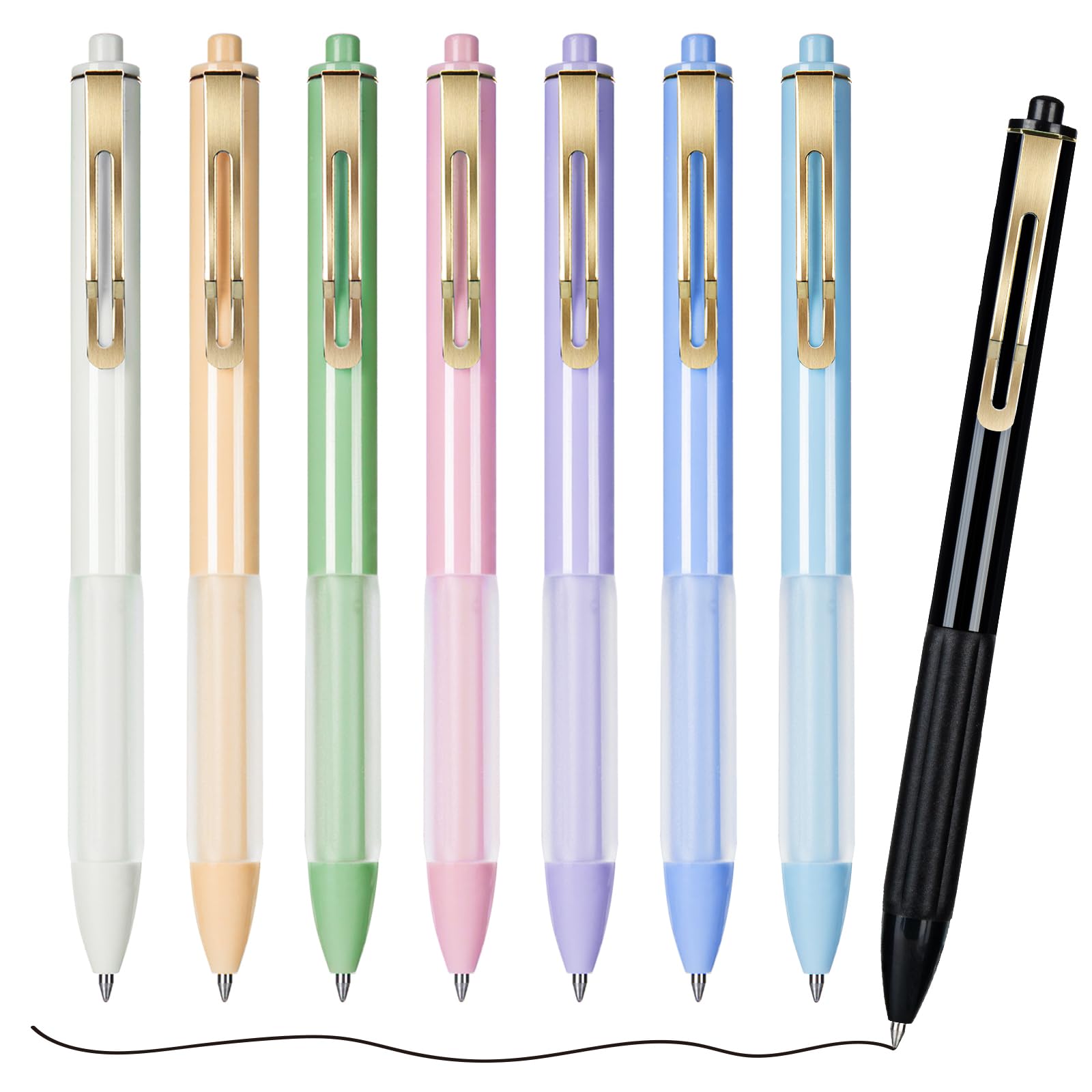 Photo 1 of JR.WHITE Ballpoint Pens Black Ink Ball Point Pens 0.7mm, Retractable Writing Pens with Soft Grip, Quick-Dry Cute pens, Gifts for Women Office School Supplies