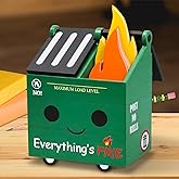PUNICA Dumpster Fire Pencil Holder with 100 Pcs Flame Note Cards, Funny Office Desk Accessories Decor, Great Gifts for Coworkers Teacher - Green (Already Assembled)