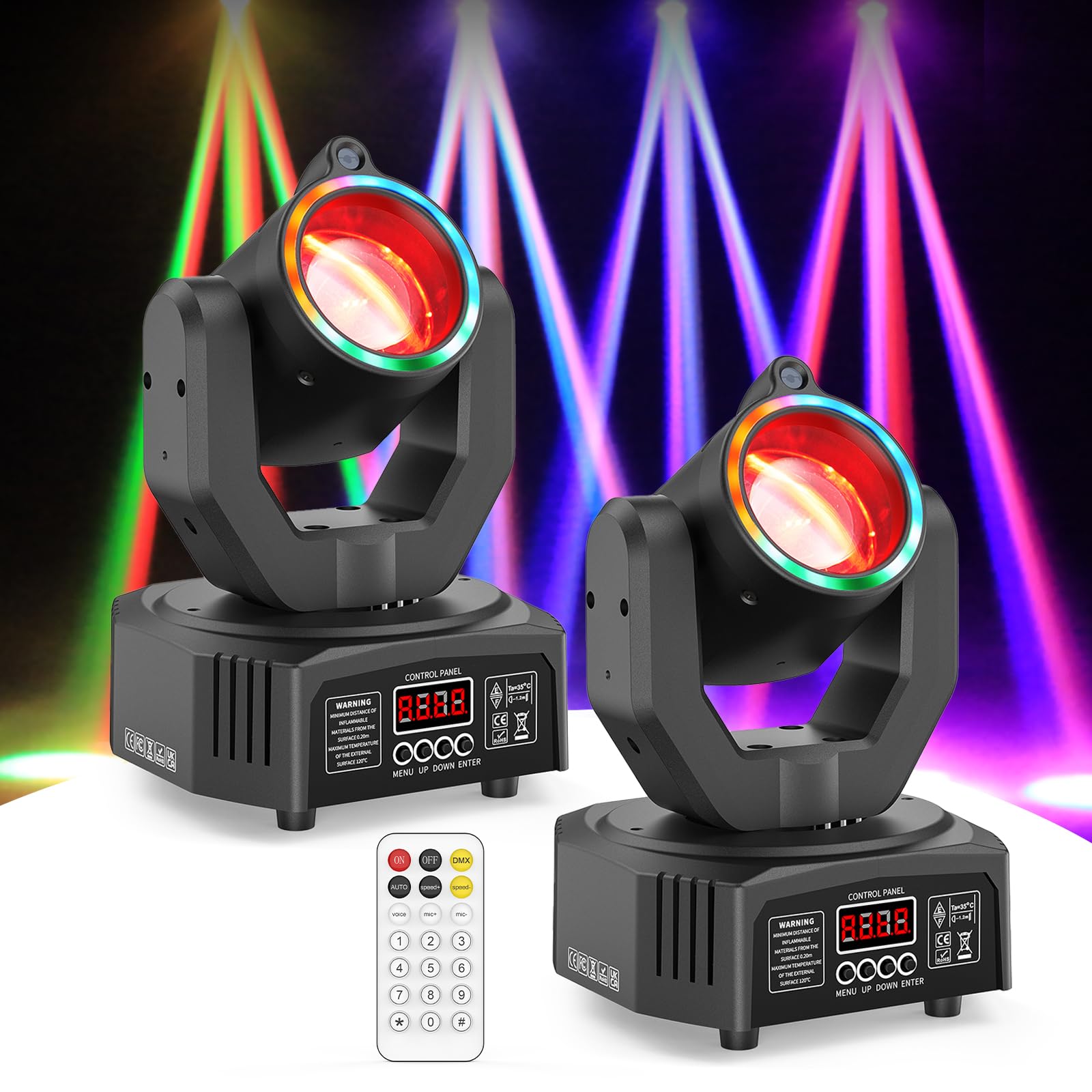 Photo 1 of Mini Moving Head Light 50W [2 Pack] LED Stage Lighting with Remote Control 3 * 10W Beam/Colorful Aperture/Starry Sky Effects for DJ Sets, Parties, Family Gatherings,and Other Small venues