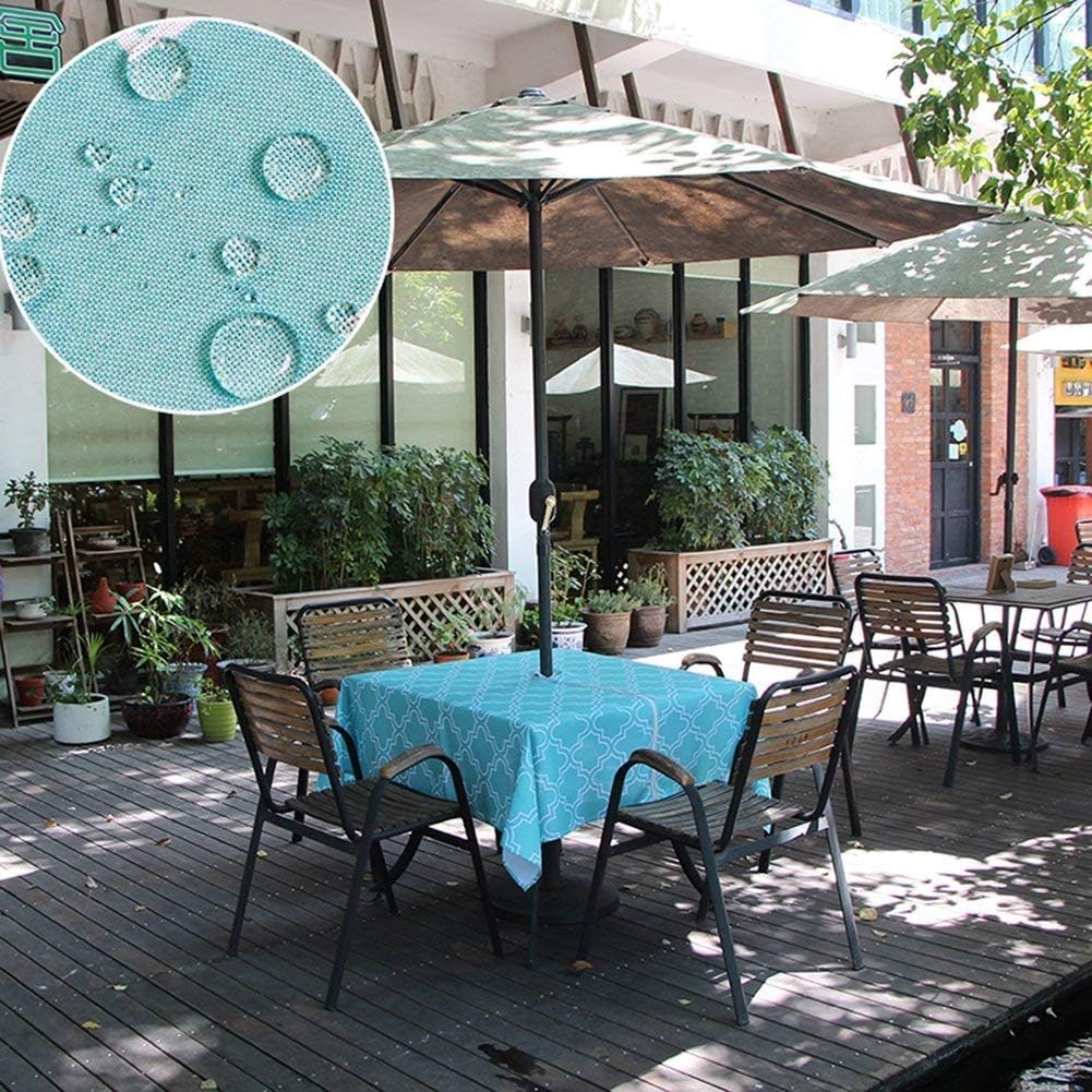 Colorbird Elegant Moroccan Outdoor Tablecloth Waterproof Spillproof Polyester Fabric Table Cover With Zipper Umbrella Hole For Patio Garden Tabletop Decor 60 Round Zippered Teal Patio Lawn Garden Patio Furniture Covers