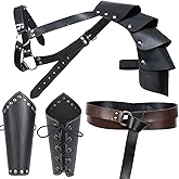 Medieval Knight Leather Belt Shawl Men Renaissance Half Shoulder Cape Scarf Buckle Bracers Retro Accessories(Type2)