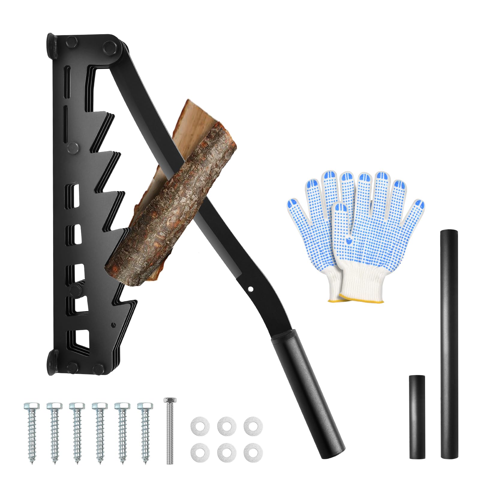YedZen Log Kindling Splitter Wall Mounted, Portable Manual Log Splitter, Wood Splitter with 2 Replaceable Ergonomic Handles, Firewood Splitter for Efficient Splitting, Outdoor Camping