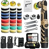 Blycorul Cordless Mini Polisher,1/1.5/2Inch,DA&RO with 11 Variable Speed 2500-6000 RPM,2 * 2.3Ah Rechargeable Batteries,Car Detailing Micro Polisher