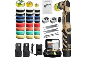 Blycorul Cordless Mini Polisher,1/1.5/2Inch,DA&RO with 11 Variable Speed 2500-6000 RPM,2 * 2.3Ah Rechargeable Batteries,Car Detailing Micro Polisher
