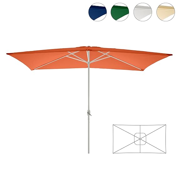 Nexos Sonnenschirm, orange, 200x300 cm quadratisch, Gestell Stahl, Bespannung Polyester, 6 kg