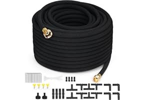 MHMHM Soaker Hose 150FT 1/2 Inch Rubber Garden Drip Irrigation Hose with Solid Brass Connector Water Saving Linkable Soaker H