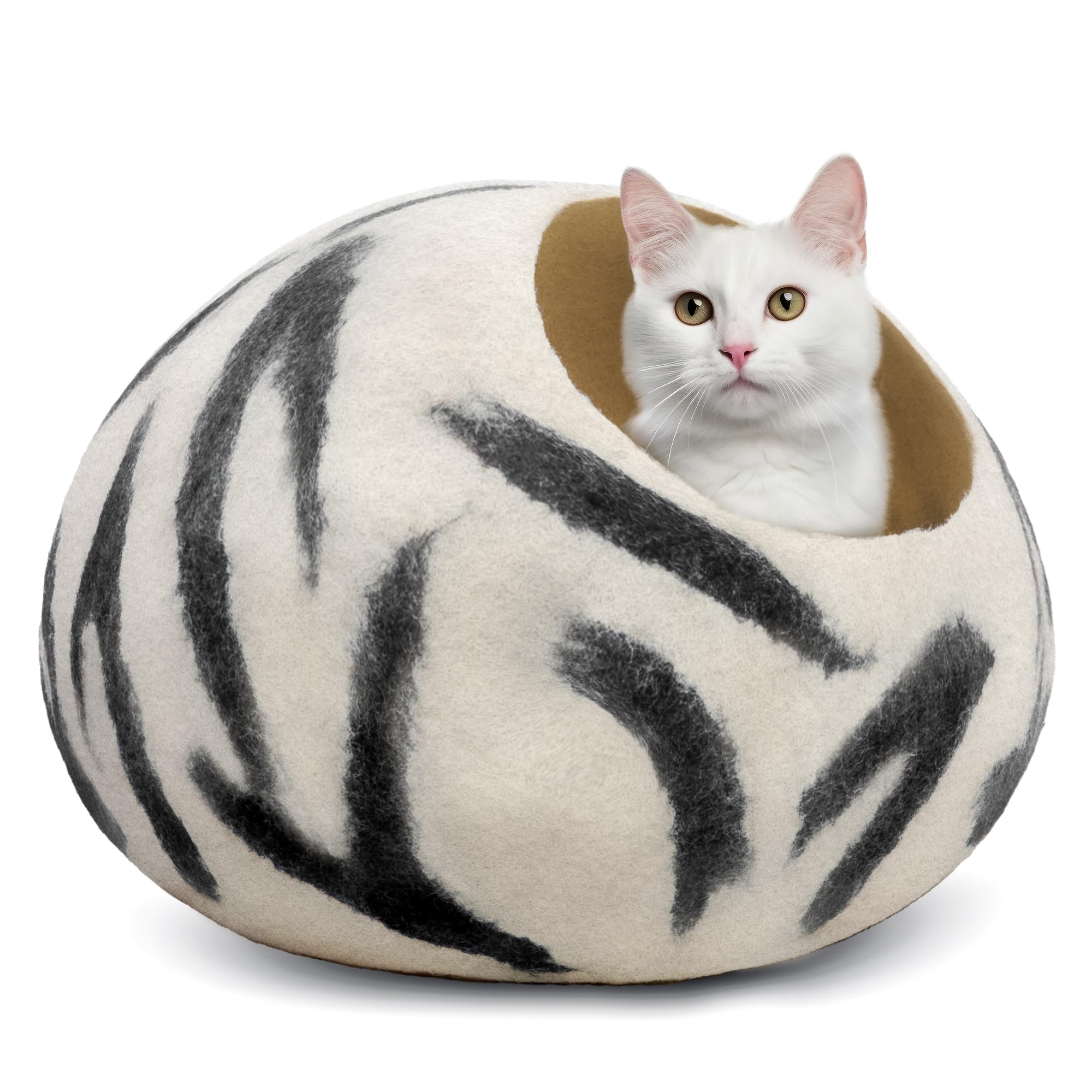 Photo 1 of Woolygon Premium Felt Cat Cave Bed - Wool Kitty Beds Handcrafted Kitten Caves Bed for Indoor Cats - Made from 100% Eco-Friendly Merino Wool, Foldable Cat Hidewawy Covered Cat House Pod