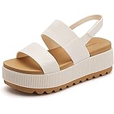 Julyrose Women's Platform Comfortable Chunky Wedge Sandals Lightweight Water-Friendly Lug Sole Summer Beach Sandals for Women