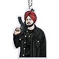 Sidhu Moosewala AK 47 Double Sided Rear View Mirror Car Hanging| Car Interior Decoration| Material -Acrylic|