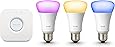 Philips Hue White and Colour Ambiance Wireless Lighting E27 Starter Kit, 3 x Philips Hue 10W E27 Richer Colour Bulbs, 1 x Hue Bridge 2.0, Apple Home Kit Enabled, Works with Alexa