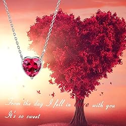 July Birthstone Tiny Necklace Hearts Love Pendant