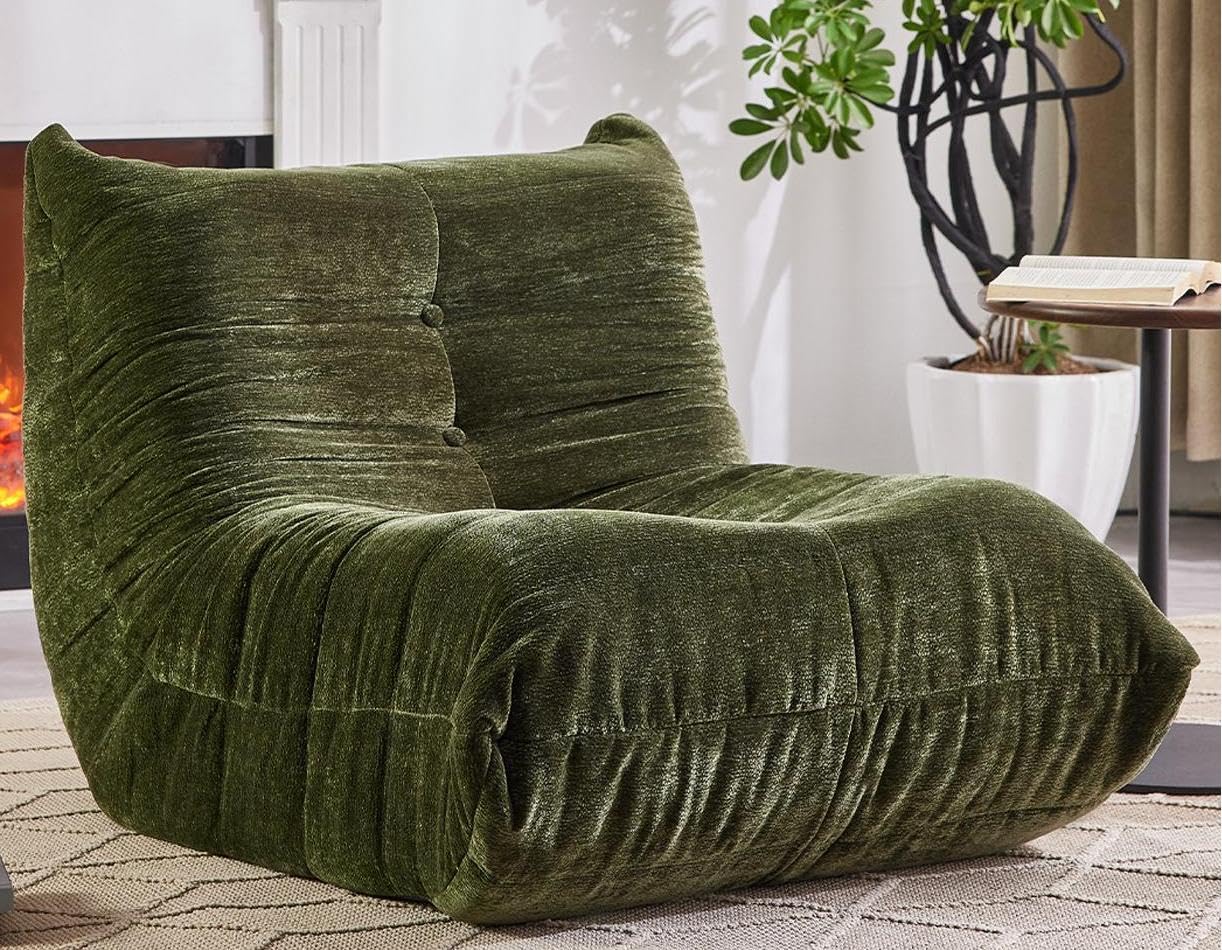 Photo 1 of SUYOLS Bean Bag Chair, Fireside Chair Big Bean Bag Sofa for Adults/Teens, Memory Foam Bean Bag Gaming Chairs with Comfy Design & Premium Fabric, Lazy Floor Sofa for Living Room, Bedroom, Olive Green