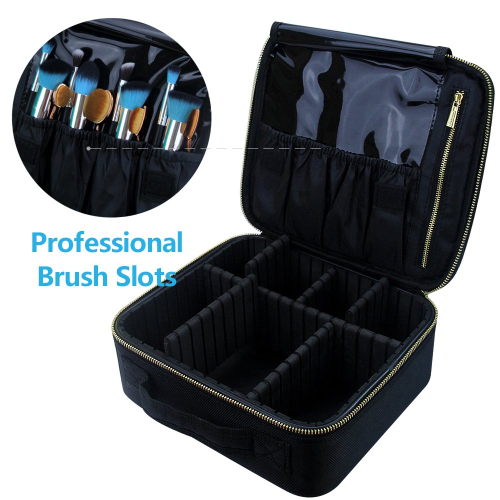 Travel Makeup Case,Chomeiu- Professional Cosmetic Makeup Bag Organizer Makeup Boxes With Compartments Neceser De Maquillaje(Black-M)