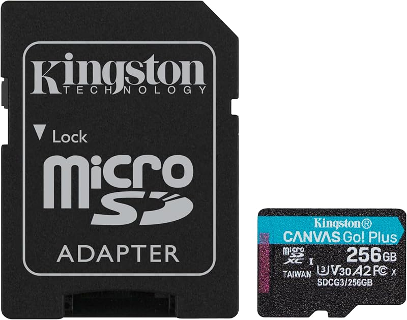 Kingston Canvas Go Plus 256GB microSDXC UHS-I A2 U3 V30 ADP Card