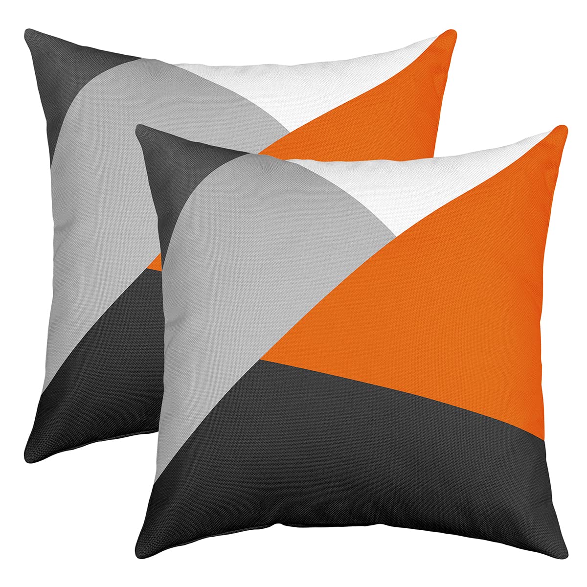 Loussiesd Set of 2 Strip Lines Throw Pillow Covers Geometric Grey Orange Black Cushion Case for Home Living Room Decor Reversible Abstract Art Decorative Throw Cushion Case 18x18 Inch