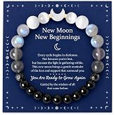 Embtrem Moon Phase Moonstone Bracelet Moon Jewelry Crystal Gifts for Women | moonstone jewelry Crystal Bracelet Adjustable Beaded Moon Jewelry Celestial Labradorite Bracelets Spiritual Inspired Gift