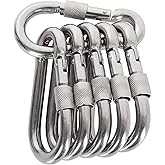 Acquwistach Locking Carabiner Clips, Stainless Steel Spring Snap Hook Locking Carabiner Heavy Duty - 304 Premium Stainless Steel Thumb Screw Carabiner Clip