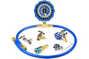 AUTOWANDERER TOOL R1234yf R134a Refrigerant Recharge Kit with Gauge Bullet Piercing Tap Valve R134a Self-Sealing Can Tap R1234yf Can Tap for Home AC Refrigerant and Auto AC System