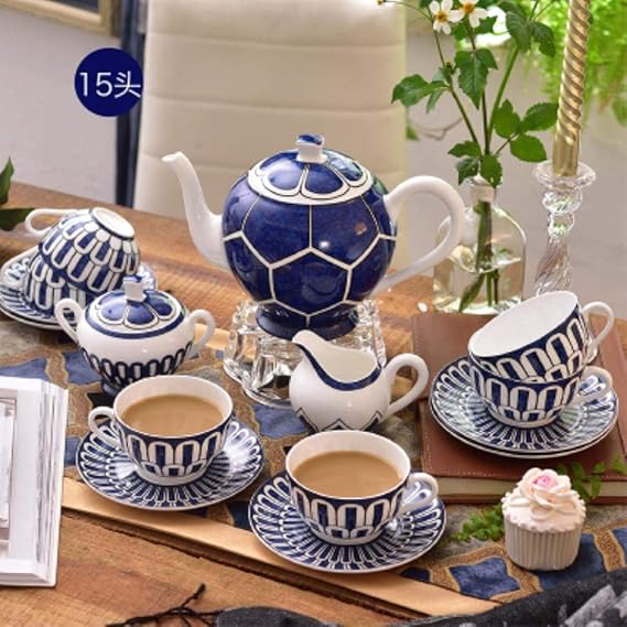 xmwm Bleus D'Ailleurs Bone China Juego de café Juego de té de Porcelana