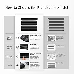 AOSKY Custom Cordless Zebra Blinds for Windows Pull