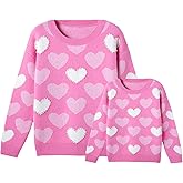 Mommy and Me Matching Sweaters Outfits Heart Graphic Sweater Family Matching Clothes Long Sleeve Pullover Tops
