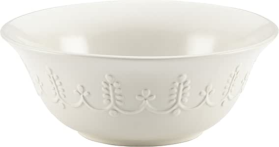 Paula Deen Bas Relief Whitaker Stoneware 10-Inch Serving Bowl, Vanilla
