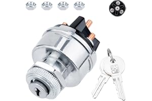 ECOCSTM Ignition Switch with Key, Universal Ignition Key Switch, 12V 4 Position Starter Key Ignition Switch, Fits Most Car, Truck, Tractor, Trailer, Forklift, and More, Acc/Off/IGN/Start 4 Terminal