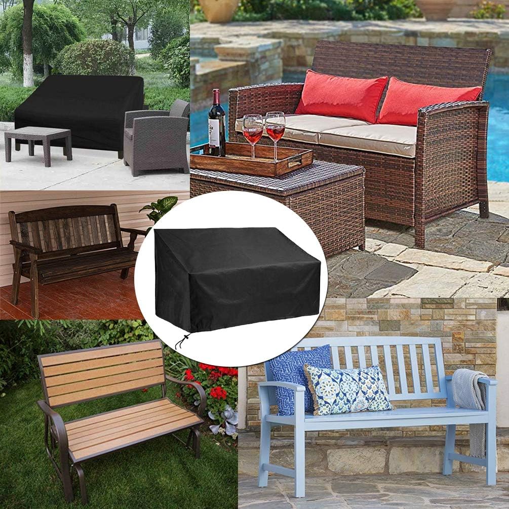 Oslimea Patio Loveseat Cover Patio Bench Cover 3 Seater, Durable Waterproof Outdoor Long Chair Cover Lounge Sofa Cover Loveseat Cover, Outdoor Patio Furniture Cover for Loveseats, Black: Kitchen & Dining