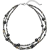 S.J JEWELRY Multi Strand Beaded Necklaces for Women Colorful Beaded Necklace Boho Necklaces for Women Summer Beach Pearl Choker Layered Necklace