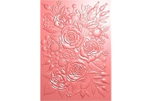 Briartw 3D Embossing Folder for Card Making,Rose Garden Clear Plastic Texture Fades Embossing Folder Template for Scrapbooking and Other Paper Craft Album Stamps DIY Decoration