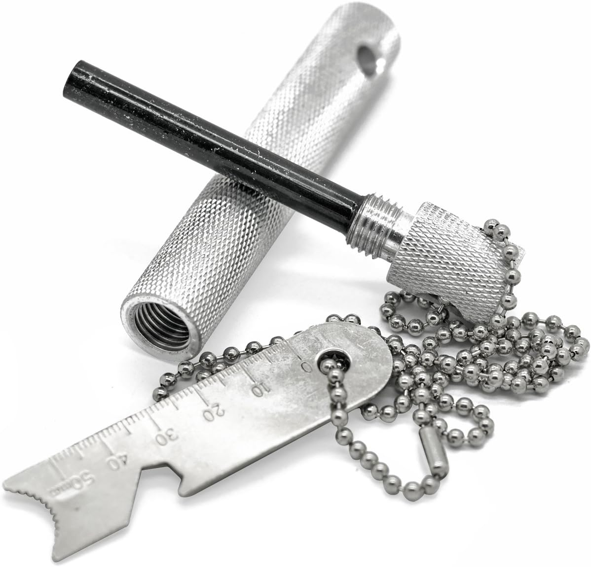 Grenhaven flint Firesteel Fire Starter in a robust housing silver pen length 6 cm 9,000 firings Survival Camping Hunting Opener Lighter Outdoor
