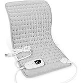 Deepsoon Heating Pad,Electric Heating Pads for Back,Neck,Abdomen,Moist Heating Pad for Shoulder,Knee,Arms,Legs,Dry/Moist Heat & Auto Shut Off,Christmas Gifts for Men and Women,Light Gray,24x12 Inch