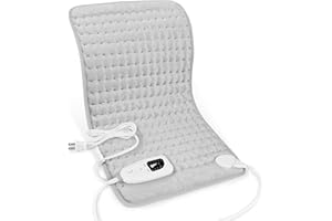 Deepsoon Heating Pad,Electric Heating Pads for Back,Neck,Abdomen,Moist Heating Pad for Shoulder,Knee,Arms,Legs,Dry/Moist Heat & Auto Shut Off,Birthday Gifts for Men and Women,Light Gray,24x12 Inch