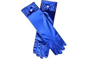 Aslana 11.5" Long Satin Gloves Bowknot for 4-9 yrs Girls Kids Flower Girls Princess Cosplay
