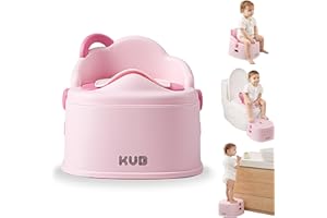 KUB KÜB 3-in-1 Potty Training Toilet (Chair, Seat, Step Stool) - 9 CM Splash Guard, One-Click Assembly, Easy to Clean - Versatile Toddler Potty Trainer for Boy Girl - Pink