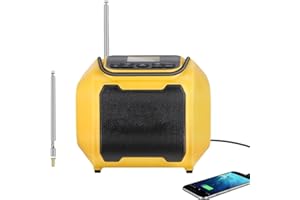 SDLK MILAN Mellif Cordless AM/FM Radio Speaker Compatible with DeWalt 20V Battery(Tool Only No Battery), Weather Alert Bluetooth Radio with Cellphone USB Port,SOS Emergency Alert
