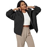 ODODOS Women's Sherpa Lined Insulated Jacket Full Zip Split Hem Long Sleeve Coat Winter Warm Outerwear with Pockets