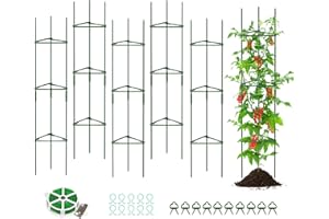 DoCred 6 Pack Tomato Cage, Plant Supports Garden Stakes, Up to 49IN Multi-Functional Garden Trellis Stakes for Climbing Plants Vegetables Flowers