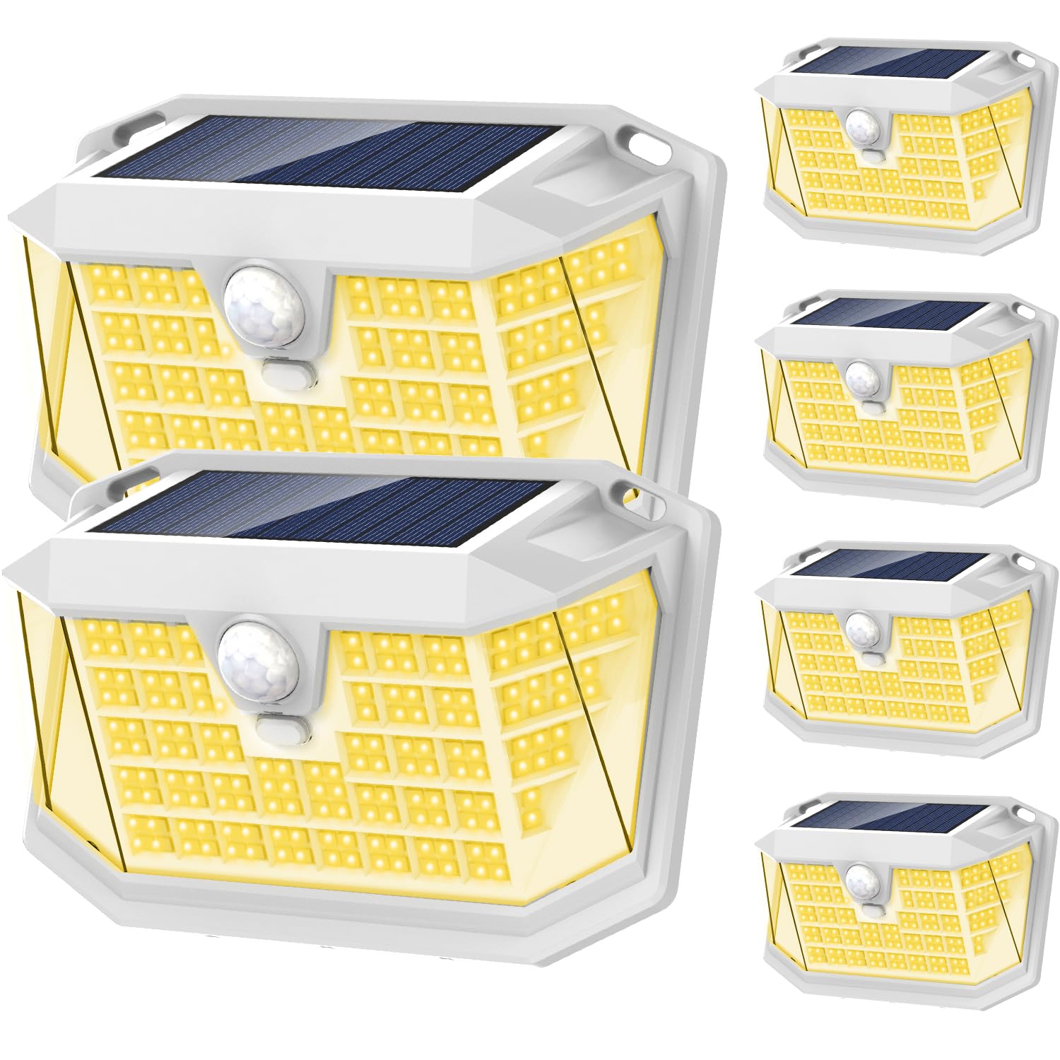 Solar Motion Lights Outdoor 6 Pack, 188 LED/3 Modes, Motion Sensor Outdoor Light, IP65 Waterproof 270° Lighting, Solar Powered Security Flood Lights for Outside Yard Garden Wall(Warm White)